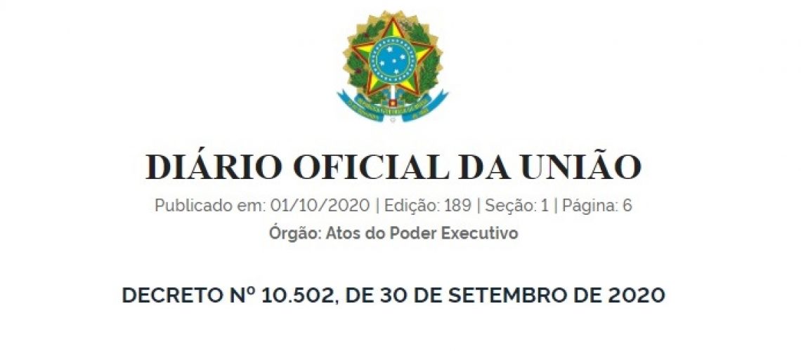 DECRETO N.º 10.502, DE 30 DE SETEMBRO DE 2020 – Confenen